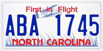 NC license plate ABA1745