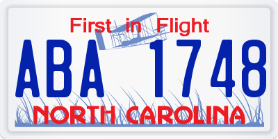 NC license plate ABA1748