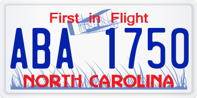 NC license plate ABA1750