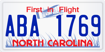NC license plate ABA1769