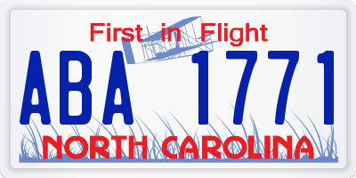 NC license plate ABA1771