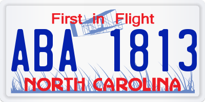 NC license plate ABA1813