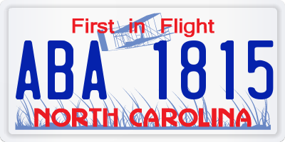 NC license plate ABA1815