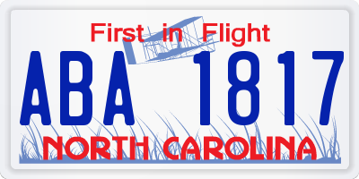 NC license plate ABA1817