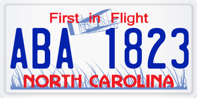 NC license plate ABA1823