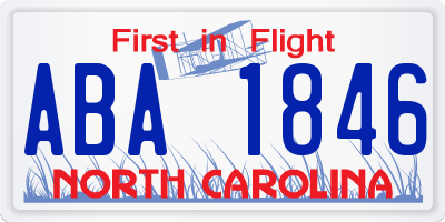 NC license plate ABA1846