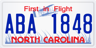 NC license plate ABA1848
