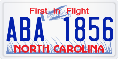 NC license plate ABA1856
