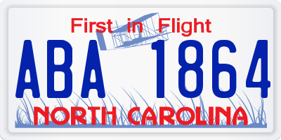 NC license plate ABA1864