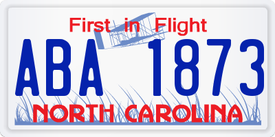 NC license plate ABA1873