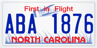 NC license plate ABA1876