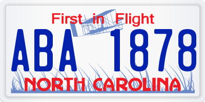 NC license plate ABA1878