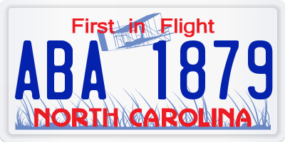 NC license plate ABA1879