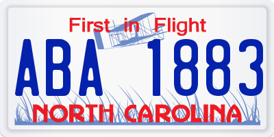 NC license plate ABA1883
