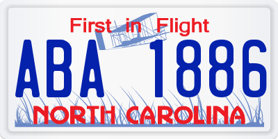 NC license plate ABA1886