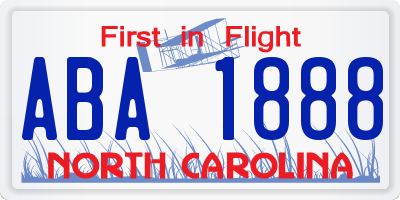 NC license plate ABA1888