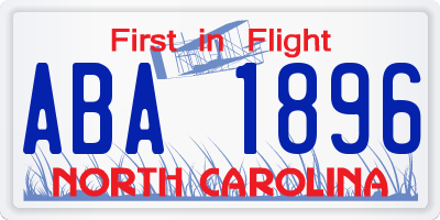 NC license plate ABA1896