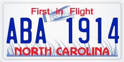 NC license plate ABA1914