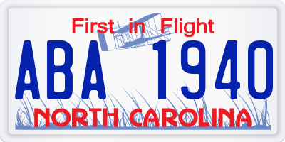NC license plate ABA1940