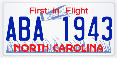 NC license plate ABA1943