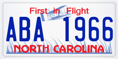 NC license plate ABA1966
