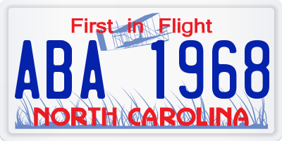 NC license plate ABA1968
