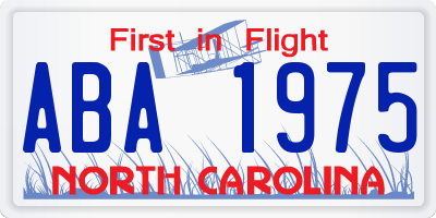 NC license plate ABA1975