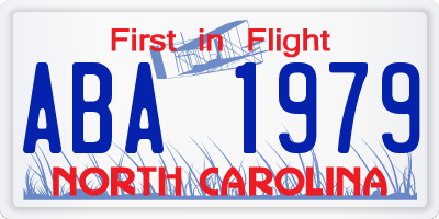 NC license plate ABA1979