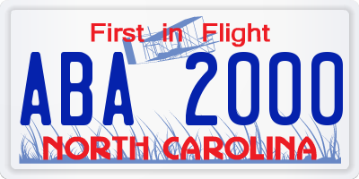 NC license plate ABA2000