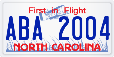 NC license plate ABA2004