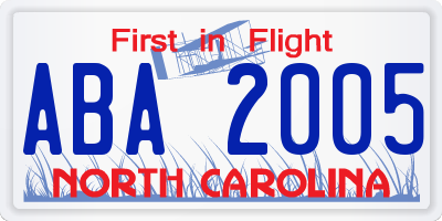 NC license plate ABA2005