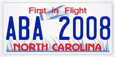 NC license plate ABA2008