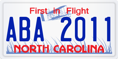 NC license plate ABA2011