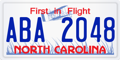 NC license plate ABA2048