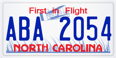 NC license plate ABA2054