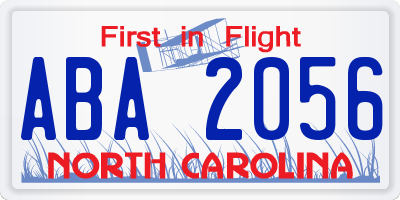 NC license plate ABA2056