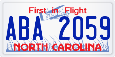 NC license plate ABA2059