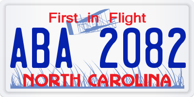 NC license plate ABA2082