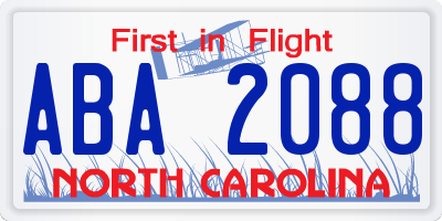 NC license plate ABA2088