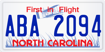 NC license plate ABA2094