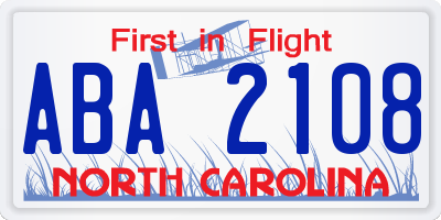 NC license plate ABA2108