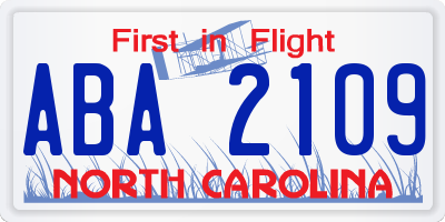 NC license plate ABA2109