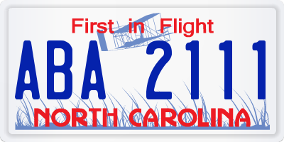 NC license plate ABA2111