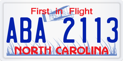 NC license plate ABA2113
