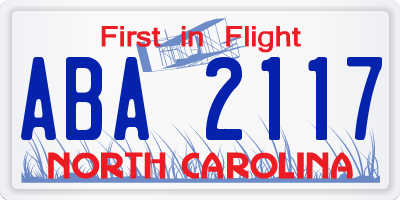 NC license plate ABA2117