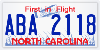 NC license plate ABA2118