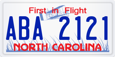 NC license plate ABA2121