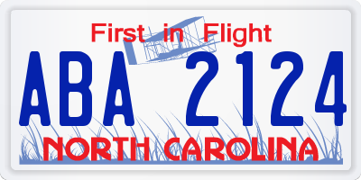 NC license plate ABA2124