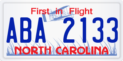 NC license plate ABA2133