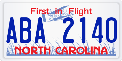 NC license plate ABA2140